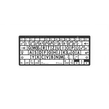 Logickeyboard Mac Bluetooth punktskriftstastatur med store trykte taster sort på hvid - 78 taster