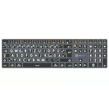 LogicKeyboard XL-Print Titan White on Black DE (Mac) - tysk QWERTZ-layout