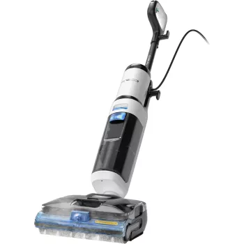 Tineco Floor One S6 Stretch Steam Plus 2-i-1 våd-/tørstøvsuger, moppe & damprenser, batteridrevet, 35 min driftstid, 0,8L ferskvandstank, 0,72L spildevandstank, selvrensning, LCD-display, iLoop-sensor, 180° fladlægges, til hårde gulve