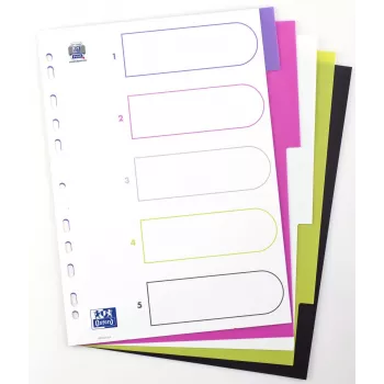 Oxford myColour opdelingsark A4 fuldformat blanko 5 dele farver assorteret