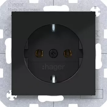 Hager WAS1100BG SCHUKO stikkontakt type F fjederklemmer natsort blank