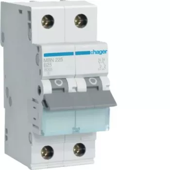Hager MBN225 ledningsbeskyttelsesafbryder 2-polet B-25A 6kA