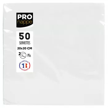 PROnappe papirservietter hvid 2-lags 20 x 20 cm 50 stk.