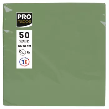 PROnappe olivengrønne 2-lags servietter 20 x 20 cm 50-pak