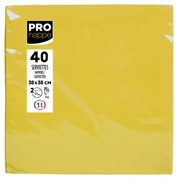 PROnappe papirservietter gul 2-lags 19,0 x 19,0 cm 40 stk.