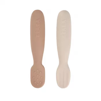 Beaba Sæt med 2 Silikone First Spoons-Bideringe Praline/Clay