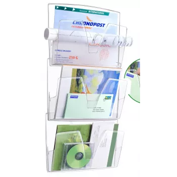 CEP Office Solution vægprospektholder transparent DIN A4 3 rum