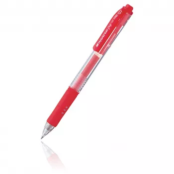 Pentel Hybrid Gel Grip Retractable Gel Pen - rød blæk - 0,7 mm Mellemspids - Gennemsigtigt hus - Metalclip