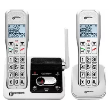 Geemarc AMPLIDECT 595-2 U.L.E Duo trådløs telefon med 2 håndsæt - basisstation - ladestation
