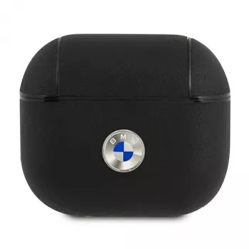 BMW BMA3SSLBK AirPods 3-cover sort ægte læder Sølvlogo