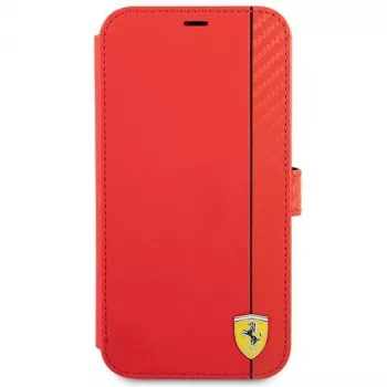 Ferrari FESAXFLBKP13SRE On Track Carbon Stripe Book Case til iPhone 13 mini, rød