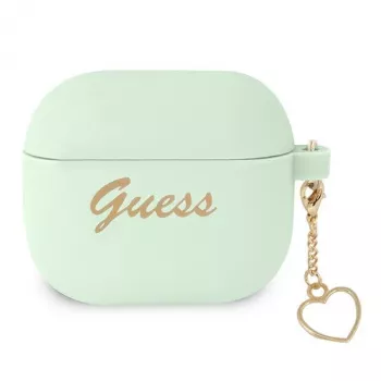 Guess GUA3LSCHSN AirPods 3 cover grøn silikone Charm Heart Collection