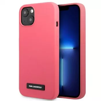 Karl Lagerfeld KLHCP13SSLMP1PI silikonebagside med plakette til iPhone 13 Mini 5,4 inch fuchsia