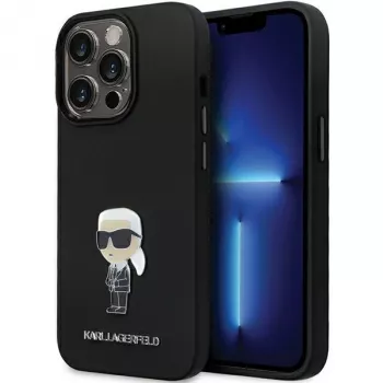 Karl Lagerfeld KLHCP13LSMHKNPK Ikonik metalpin silikonecase til iPhone 13 Pro / 13 6,1 inch sort