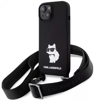 Karl Lagerfeld KLHCP15SSCBSCNK iPhone 15 / 14 / 13 6,1 inch hardcase sort crossbody silikone Choupette