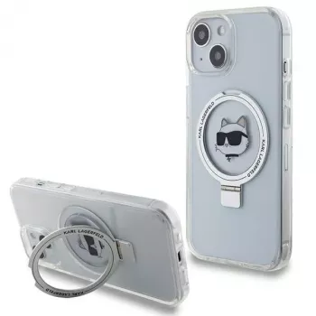 Karl Lagerfeld KLHMP15SHMRSCHH iPhone 15 / 14 / 13 6,1 inch hvid hardcase med ringholder Choupette Head MagSafe