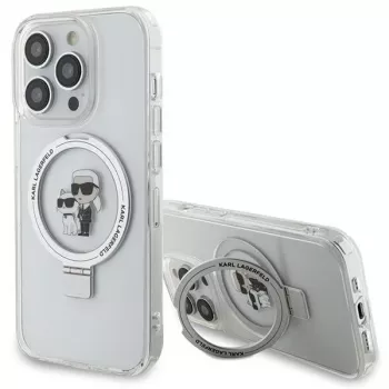 Karl Lagerfeld KLHMP13XHMRSKCH hardcase ringstand til iPhone 13 Pro Max 6,7 inch hvid Karl & Choupette MagSafe