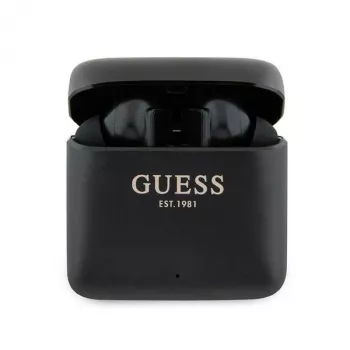 Guess Printed Logo True Wireless Stereo Bluetooth-høretelefoner med opladningsetui (sort)