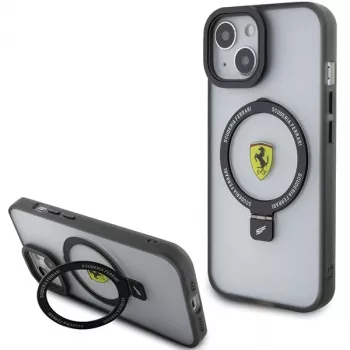 Ferrari FEHMP15MUSCAK iPhone 15 Plus / 14 Plus 6,7 inch transparent smoky hardcase med ringholder MagSafe 2023 Collection