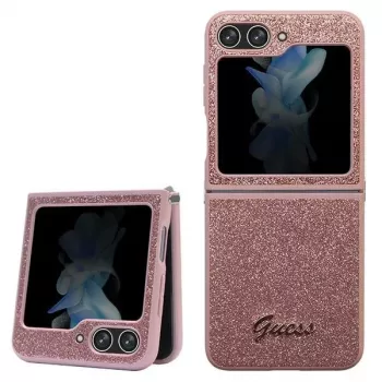 Guess GUHCZF5HGGSHP F731 Glitter Script Hardcase til Samsung Galaxy Z Flip5 - pink
