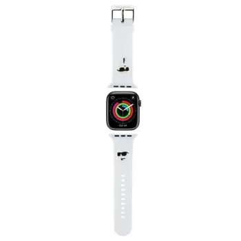 Karl Lagerfeld KLAWMSLKCNH Apple Watch 38/40/41mm hvidt armbånd 3D Rubber Karl & Choupette Heads