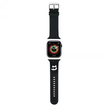 Karl Lagerfeld 3D Rubber Choupette Head Apple Watch-armbånd 42/44/45/49mm sort
