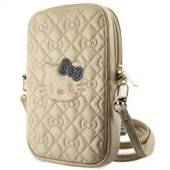 Hello Kitty Quilted Bows rem crossbody-telefontaske guld