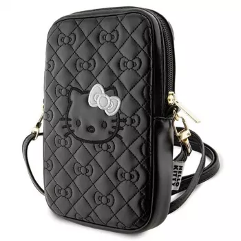 Hello Kitty Quilted Bows rem - crossbody-telefontaske (sort)