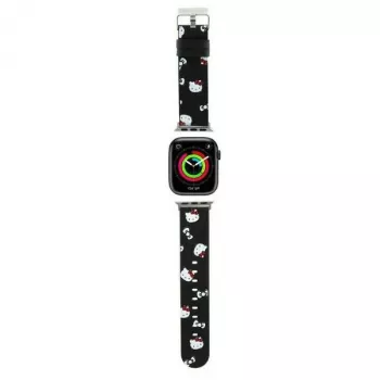 Hello Kitty HKAWMPSAPSK Apple Watch-armbånd 38/40/41mm sort silikone Heads & Bows-mønster