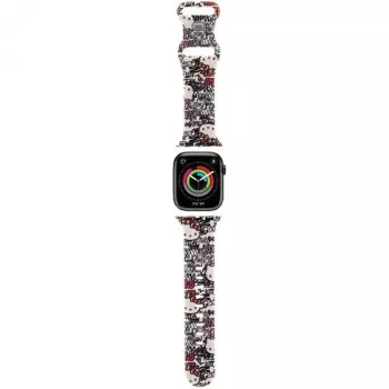 Hello Kitty HKAWMSDGPTE Apple Watch-armbånd 38/40/41mm beige silikone Graffiti Tags