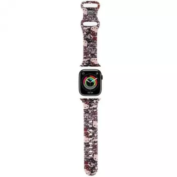 Hello Kitty HKAWMSDGPTP silikone-armbånd til Apple Watch 38/40/41mm pink Graffiti Tags