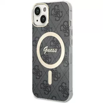 Guess GUHMP15MH4STK Hardcase for iPhone 15 Plus/14 Plus 6.7 inch Black MagSafe 4G