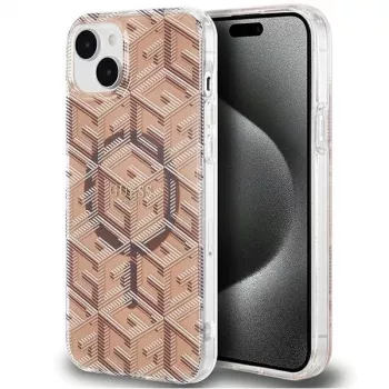 Guess GUHMP15SHGCUSTGW iPhone 15 / 14 / 13 6.1 inch Brown Hardcase IML GCube MagSafe