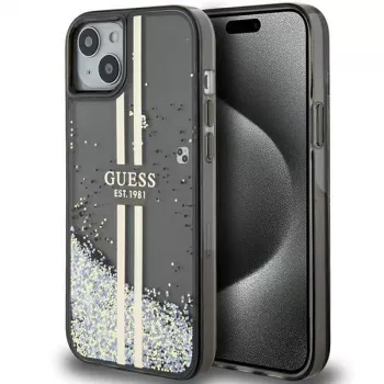 Guess GUHCP15MLFCSEGK Liquid Glitter Gold Stripes hard case til iPhone 15 Plus / 14 Plus 6,7