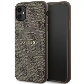 Guess GUHMN61G4GFRW hardcase til Apple iPhone 11 / XR 6,1 inch brun læder Metallogo MagSafe 4G Collection
