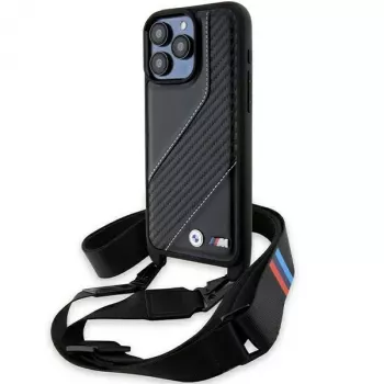 BMW BMHCP15X23PSCCK iPhone 15 Pro Max 6,7 inch sort Hardcase M Edition Carbon Stripe & Strap