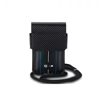 BMW Signature Collection Wallet Bag til iPhone 15 Pro Max - sort Carbon blå stribe