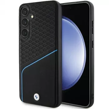 BMW Signature Leather Textured & Line MagSafe Hard Case til Samsung Galaxy S24, sort