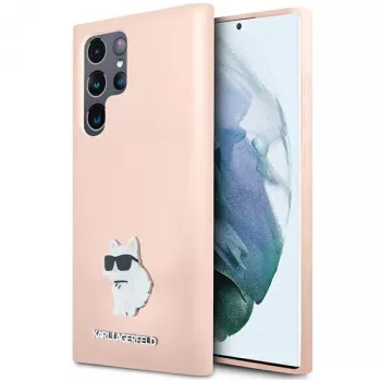 Karl Lagerfeld KLHCS23LSMHCNPP S23 Ultra S918 pink silikone Choupette Metal Pin Case