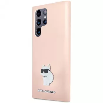 Karl Lagerfeld KLHCS23LSMHCNPP S23 Ultra S918 pink silikone Choupette Metal Pin Case