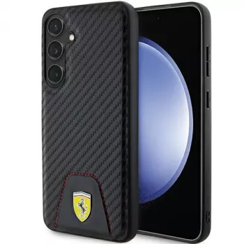 Ferrari FEHCS24MN3PUK Hard Case til Samsung Galaxy S24+ (SM-S926) - Carbon Stitched Bottom - sort