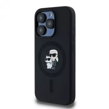Karl Lagerfeld KLHMP15LSCMKCRHK iPhone 15 Pro 6.1 sort Hardcase Silicone Karl & Choupette MagSafe