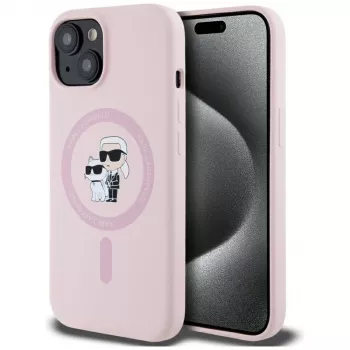 Karl Lagerfeld Silicone Karl & Choupette MagSafe Case til iPhone 15 pink