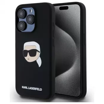 Karl Lagerfeld KLHMP15LSKHPPLK iPhone 15 Pro 6,1 inch sort hardcase silikone Karl Head Print MagSafe