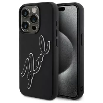 Karl Lagerfeld KLHCP15L3DRKSDLK iPhone 15 Pro 6,1 inch sort hardcase 3D Rubber Signature