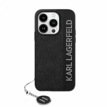 Karl Lagerfeld KLHCP15SPSAKDGCK iPhone 15 / 14 / 13 6,1 inch sort hardcase Saffiano Rhinestones & Charm