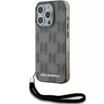 Karl Lagerfeld KLHCP15XHKDPNSK iPhone 15 Pro Max 6,7 inch sort hardcase IML Mono KL Pattern & Cord
