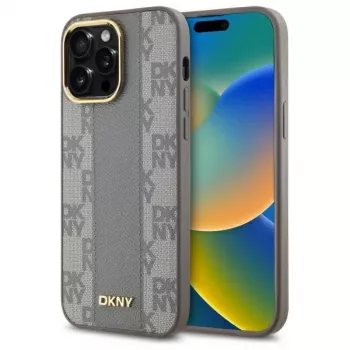 DKNY DKHMP14XPCPVSLE iPhone 14 Pro Max 6,7 inch hardcase læder ternet Mono Pattern MagSafe beige