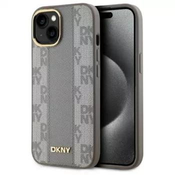 DKNY DKHMP15MPCPVSLE iPhone 15 Plus 6,7 inch beige hardcase læder Checkered Mono Pattern MagSafe