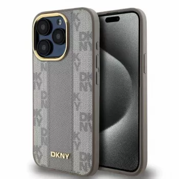 DKNY DKHMP15XPCPVSLE iPhone 15 Pro Max 6,7 inch hardcase læder ternet Mono Pattern MagSafe beige